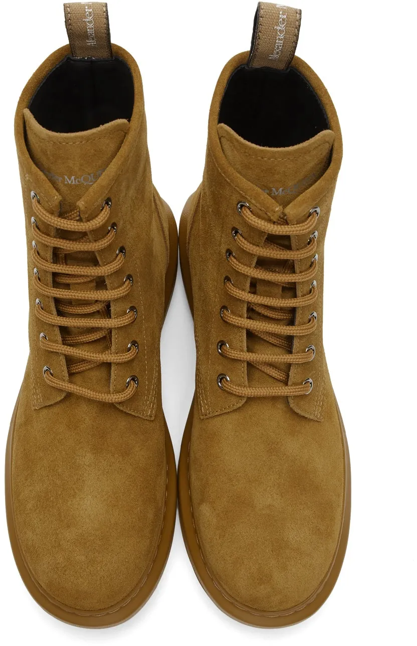Alexander McQueen Beige Suede Lace-Up Boots