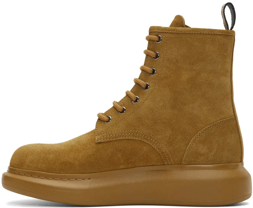 Alexander McQueen Beige Suede Lace-Up Boots