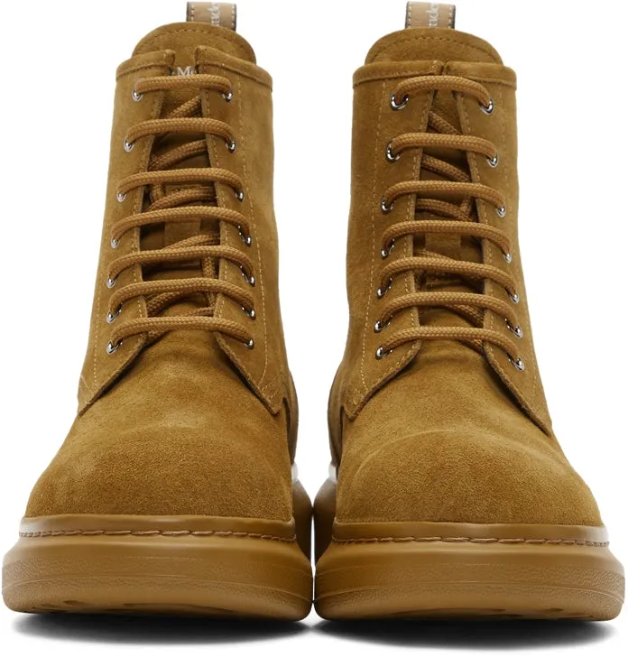 Alexander McQueen Beige Suede Lace-Up Boots
