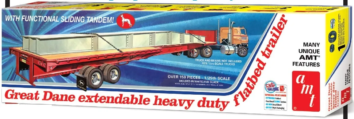 AMT Great Dane Heavy Duty Flatbed Trailer 1/25 1111 Plastic Model Kit