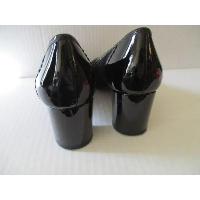 Anne Klein Black Radka Suede Patent Slip On Pumps Size Us