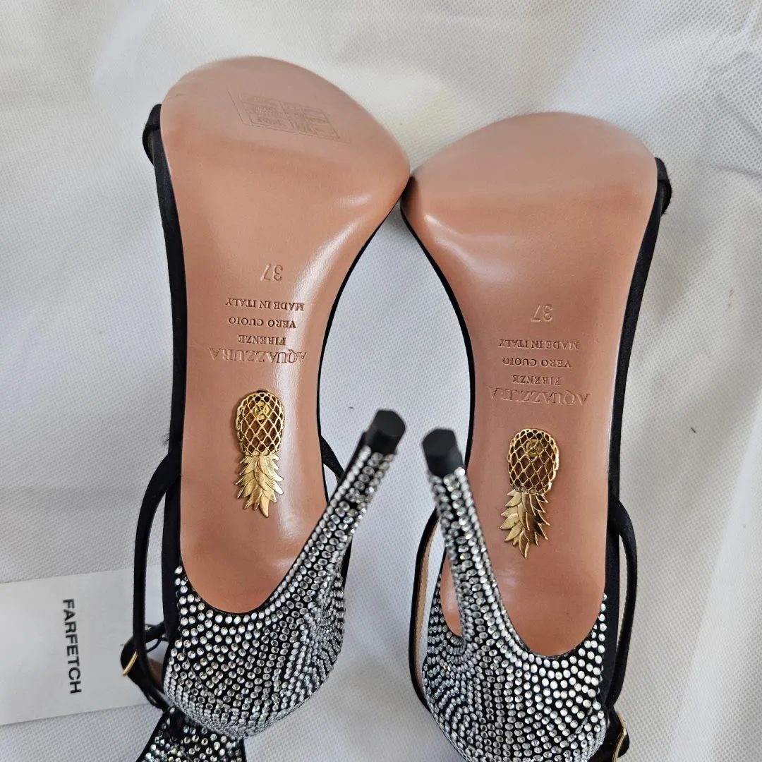 Aquazzura Black Sandals with Crystal Detail  37