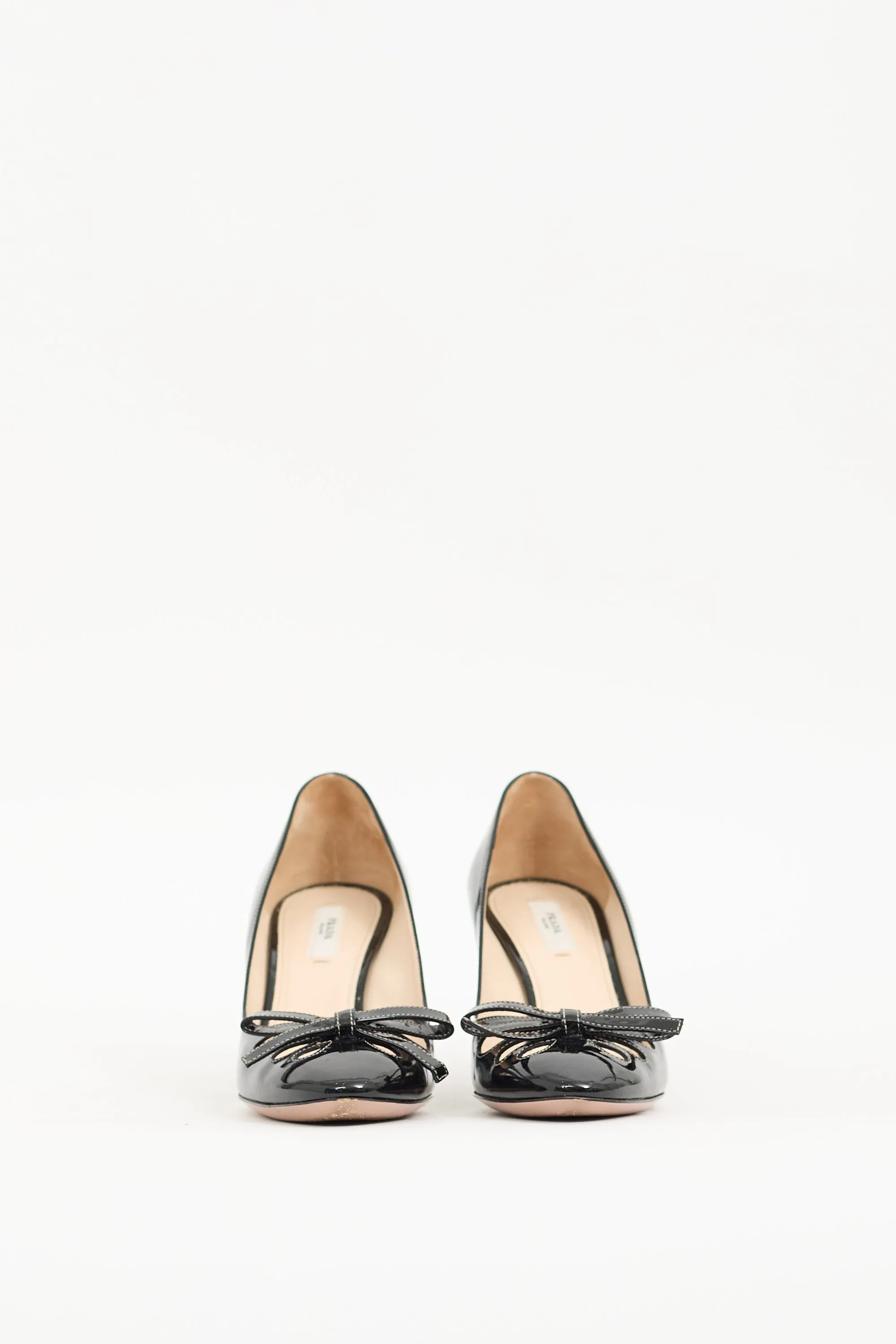 Black Patent Cutout Bow Pump