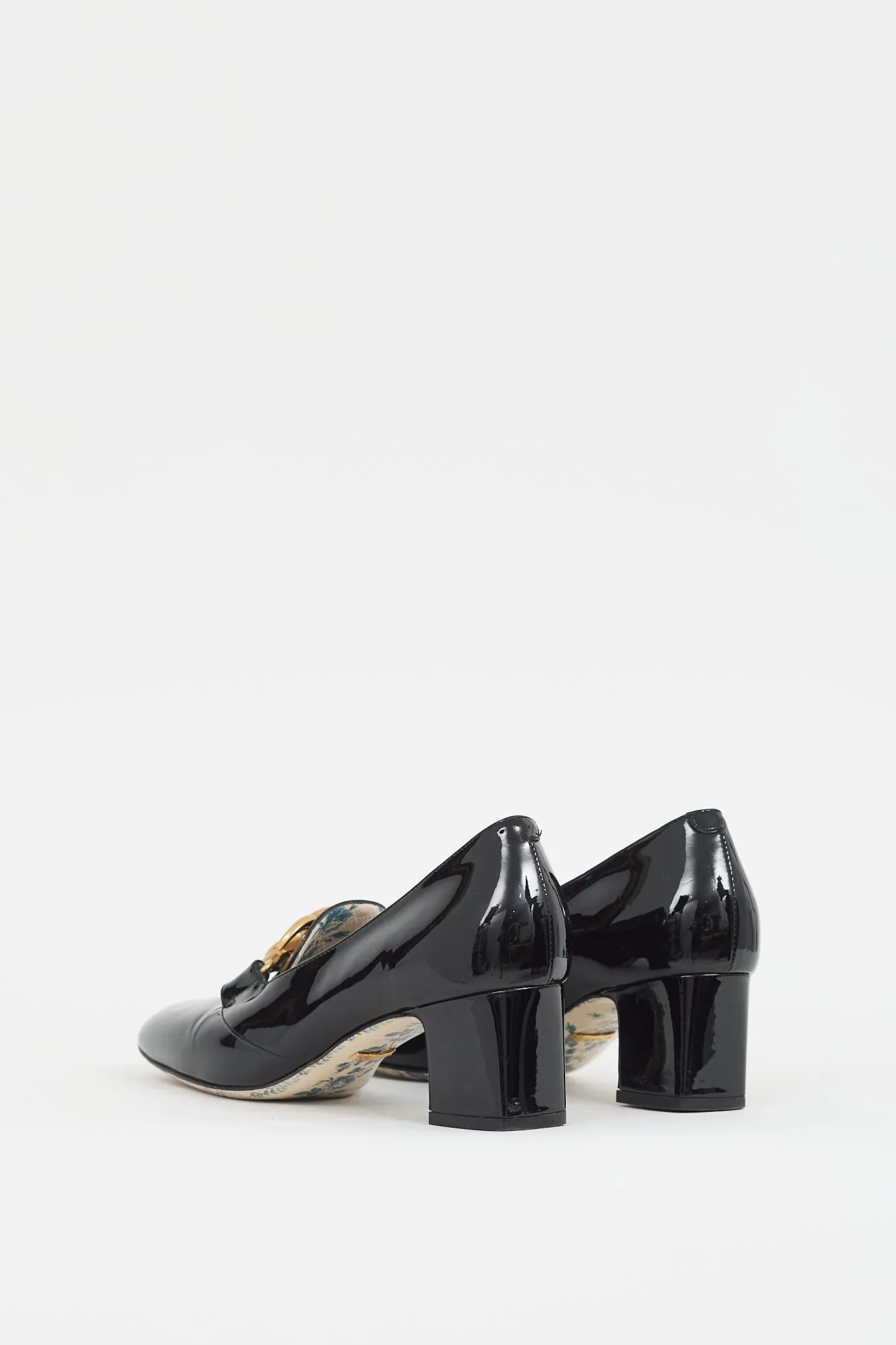 Black Patent Leather Double GG Marmont Pump
