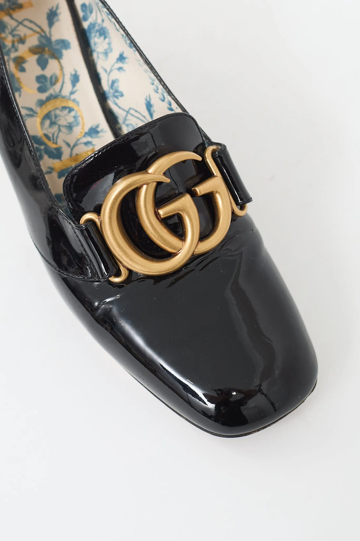 Black Patent Leather Double GG Marmont Pump