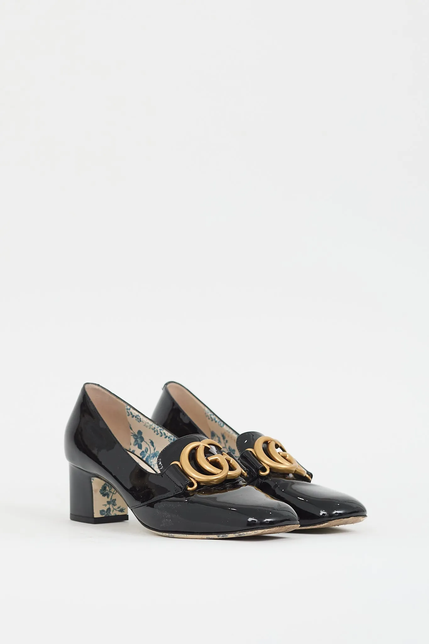 Black Patent Leather Double GG Marmont Pump