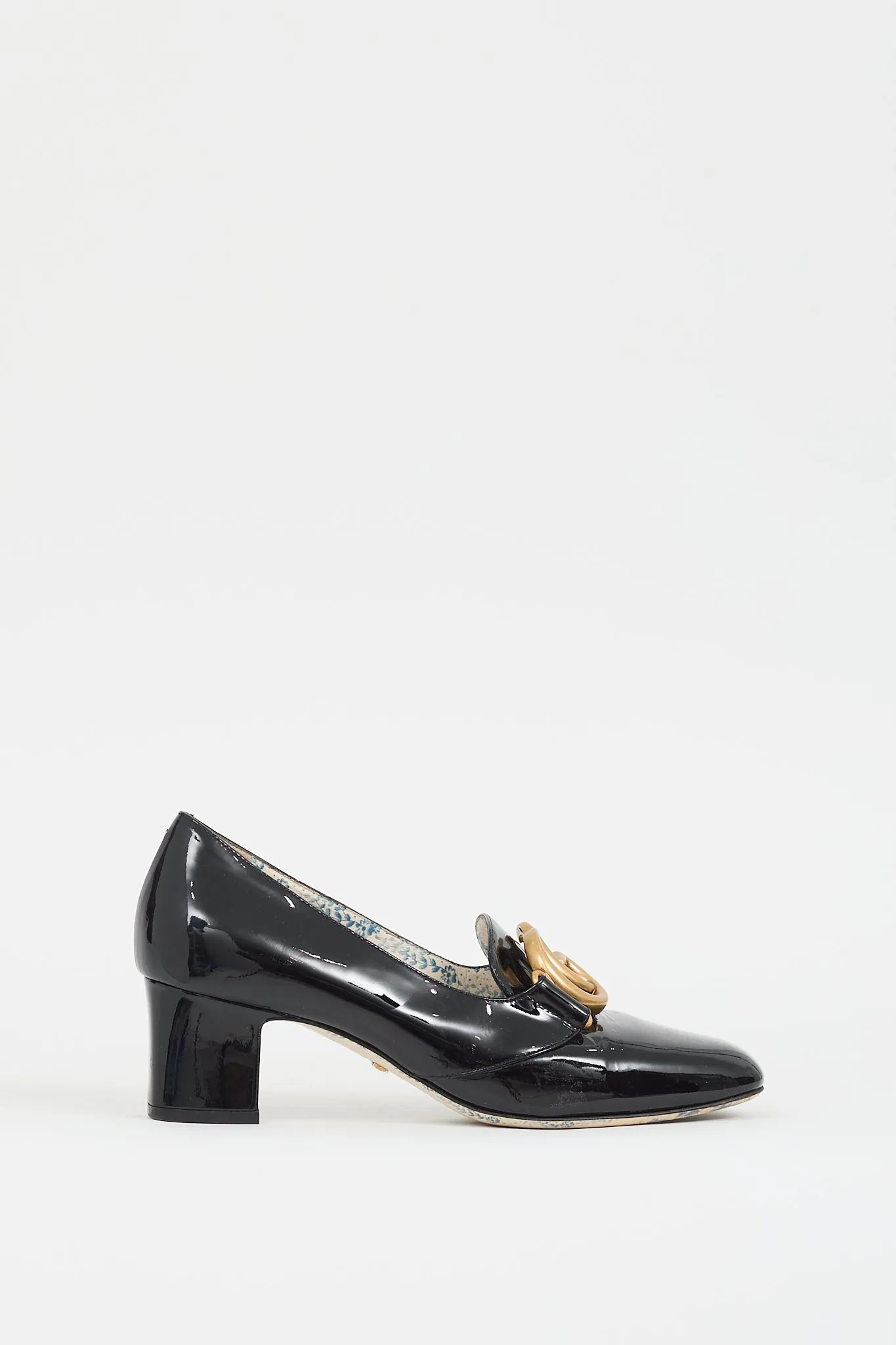Black Patent Leather Double GG Marmont Pump
