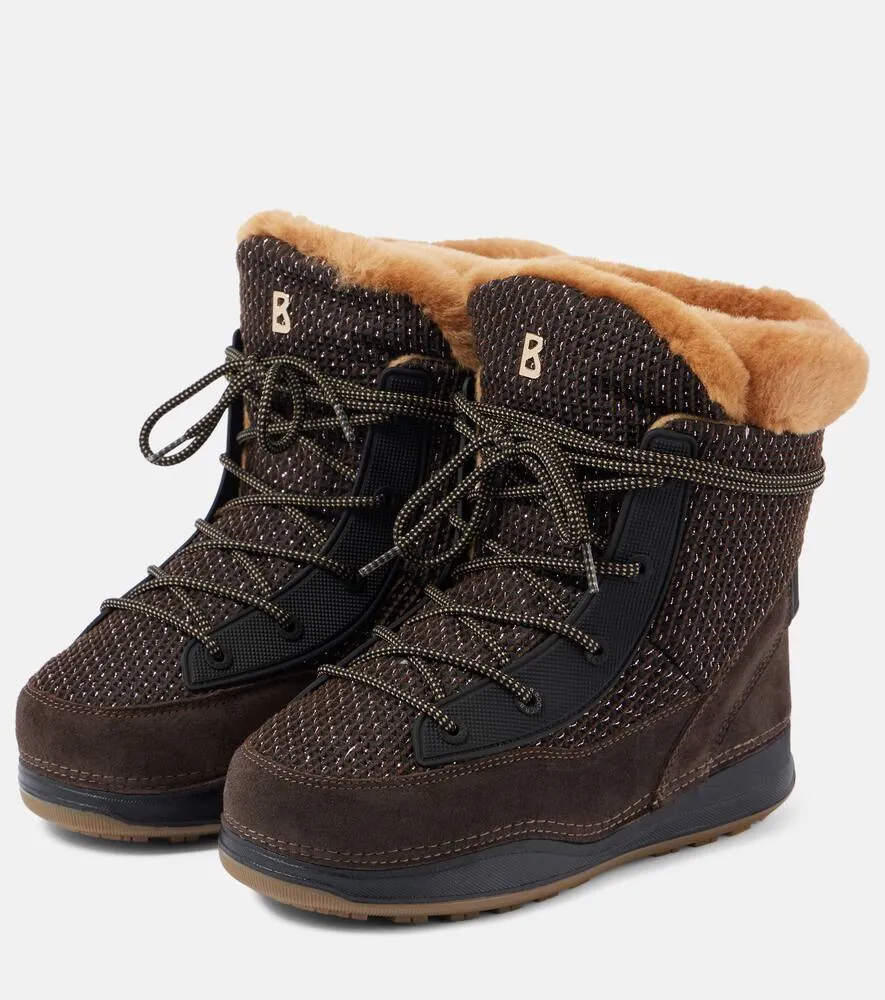 Bogner Verbier shearling-trimmed suede ankle boots
