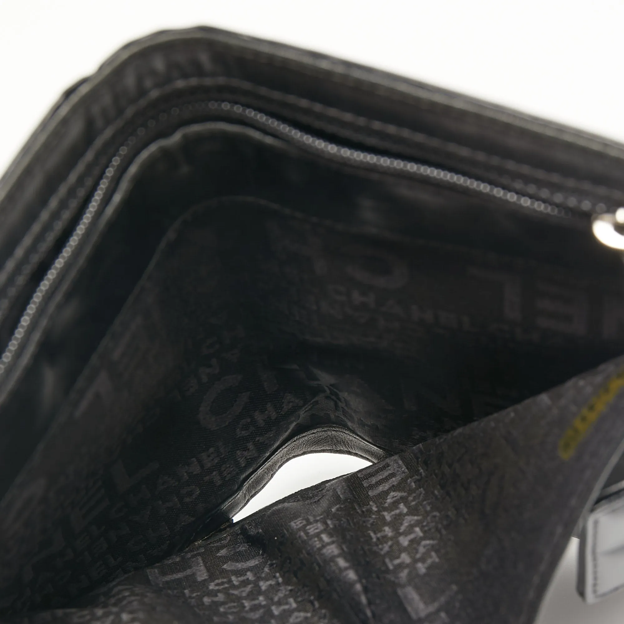 Chanel Black Cube Quilted Patent Leather Bifold Wallet