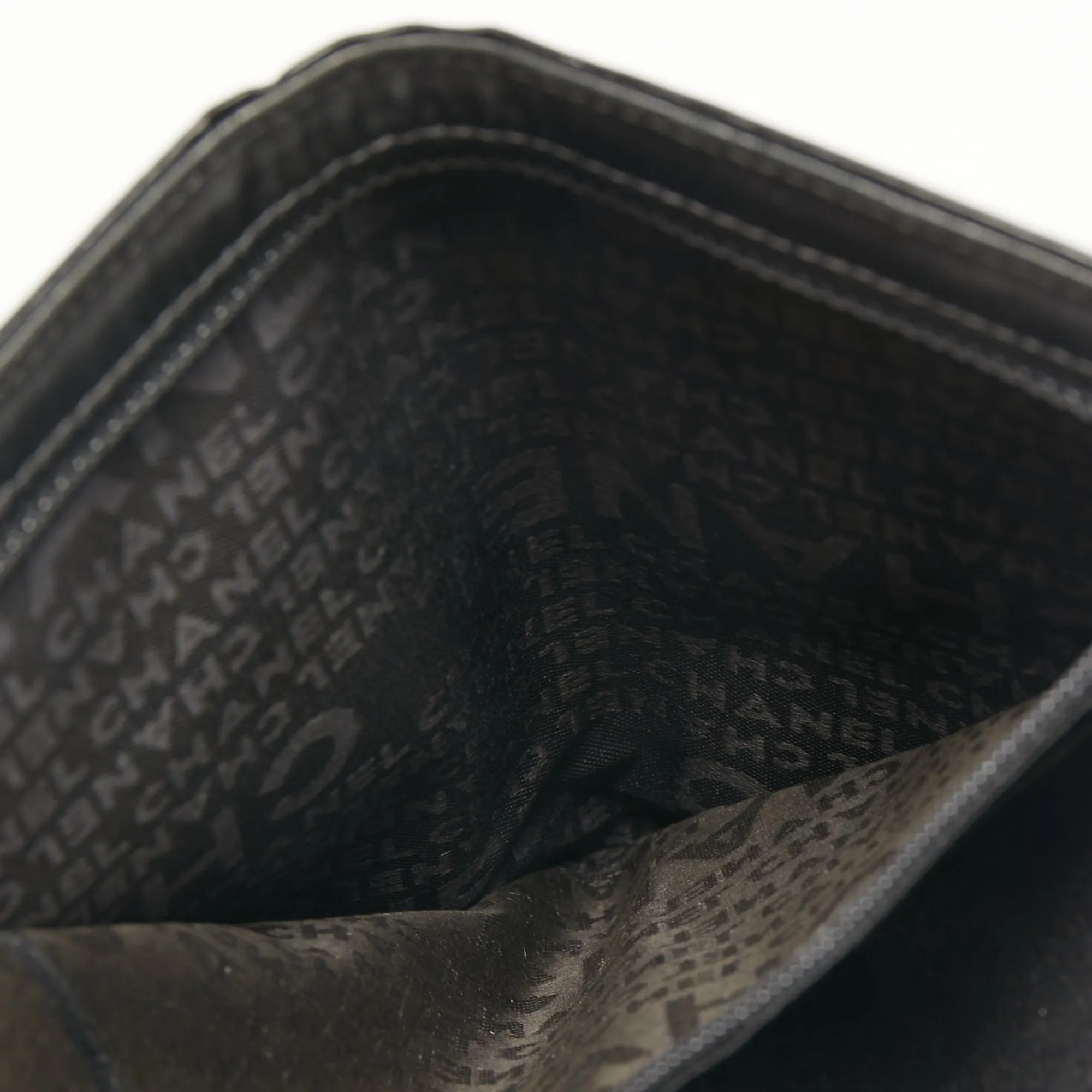 Chanel Black Cube Quilted Patent Leather Bifold Wallet