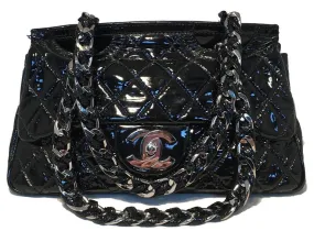 Chanel Black Patent Leather 2 way Classic Flap Shoulder Bag