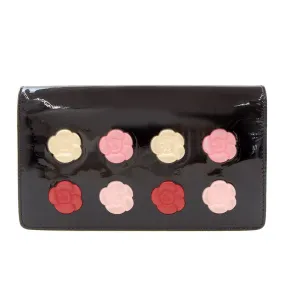 Chanel Black Patent leather Camellia wallet accessories