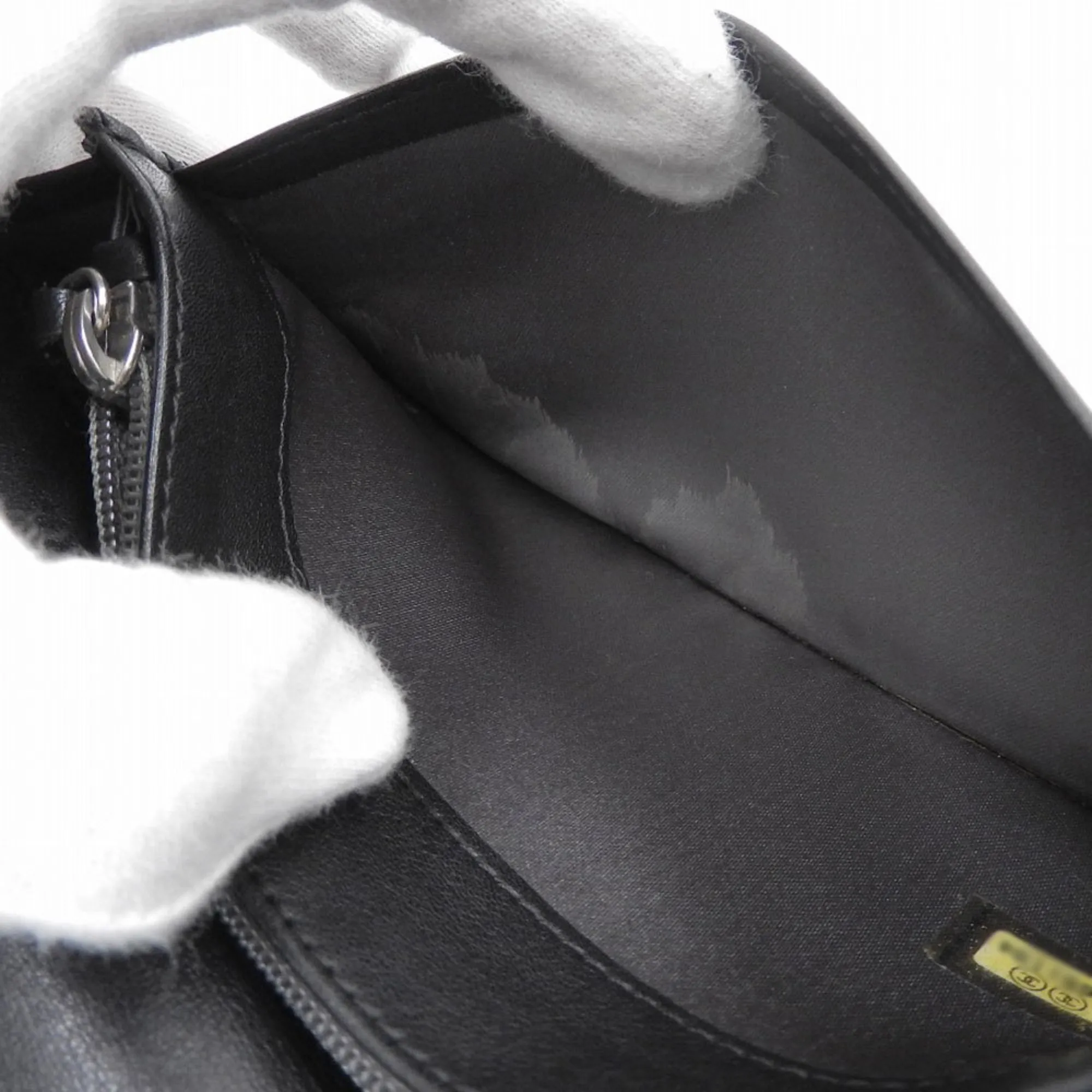 Chanel Black Patent leather Camellia wallet accessories