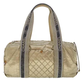 CHANEL Boston Bag Patent leather Gold Tone CC Auth yb278
