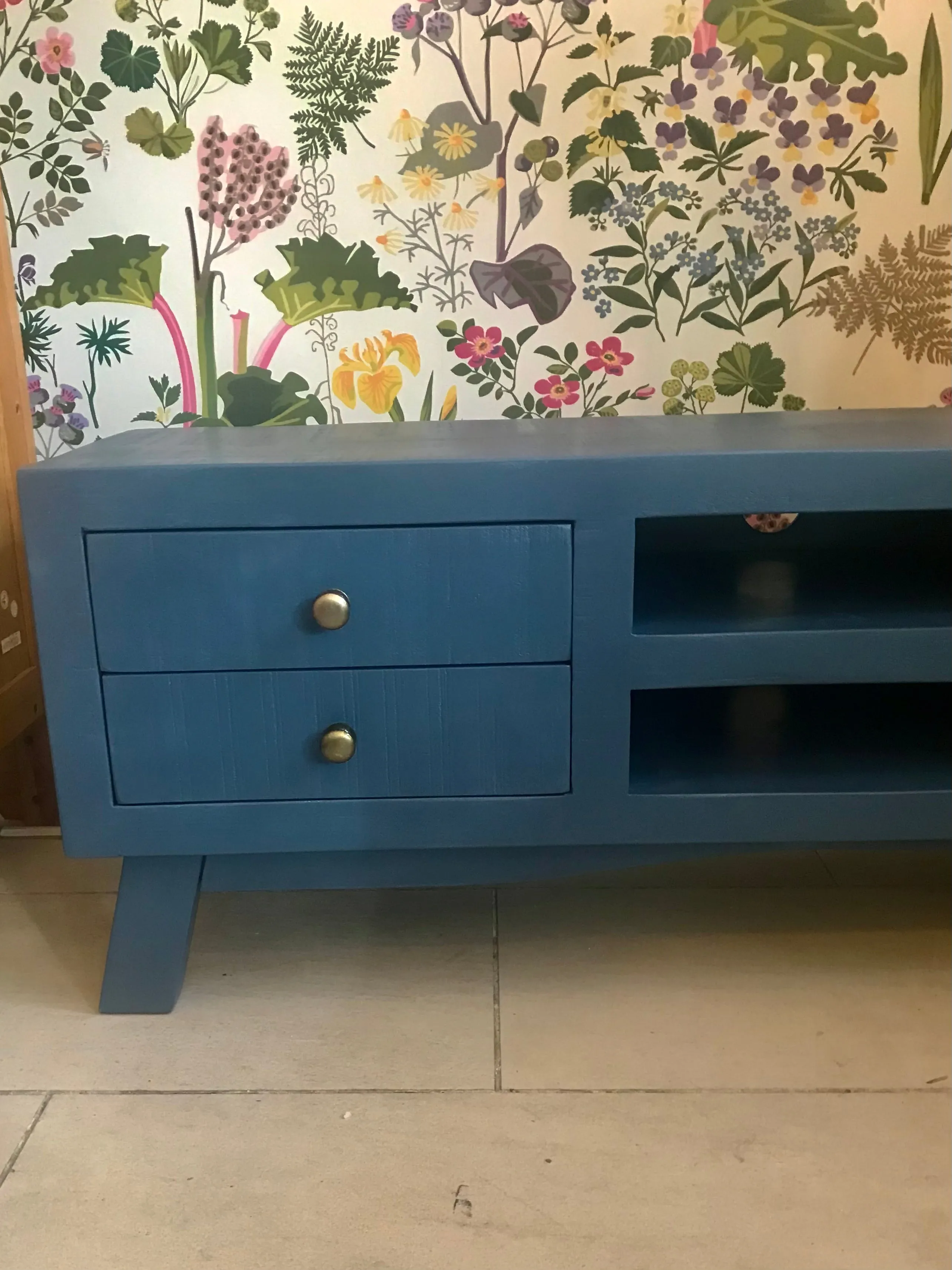 Commission for Margaret - painted mango wood TV unit