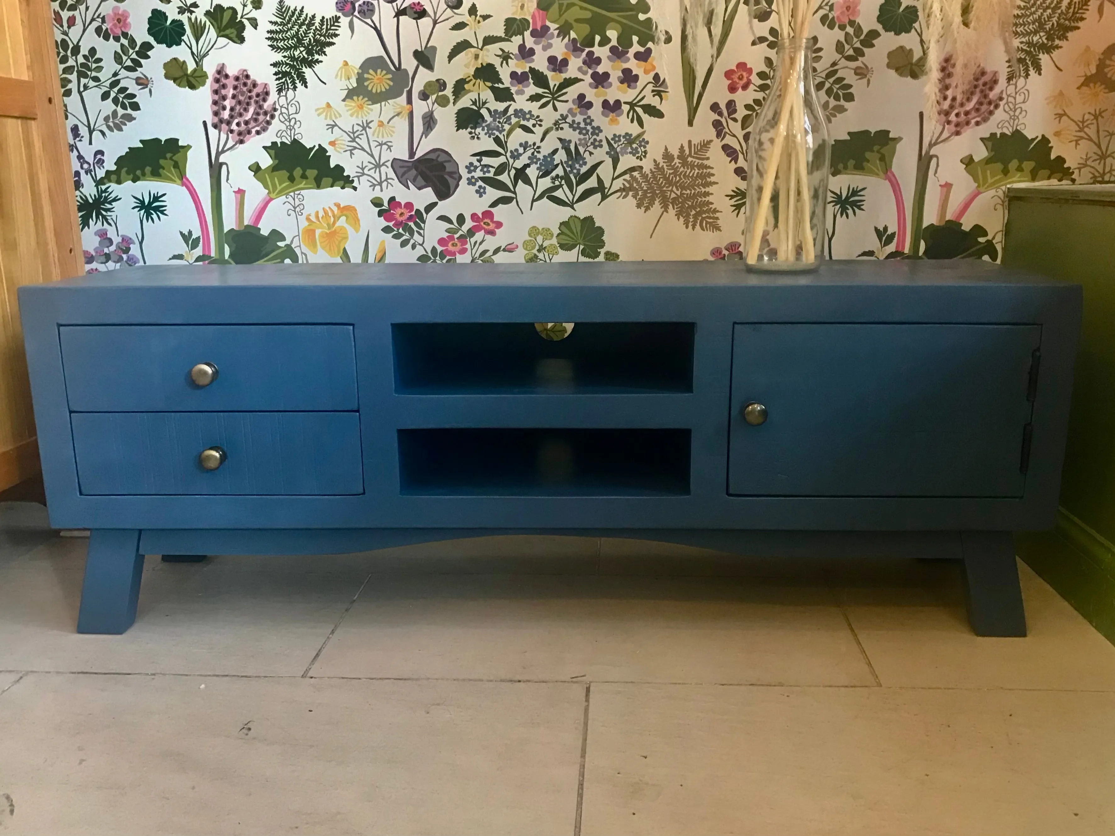 Commission for Margaret - painted mango wood TV unit