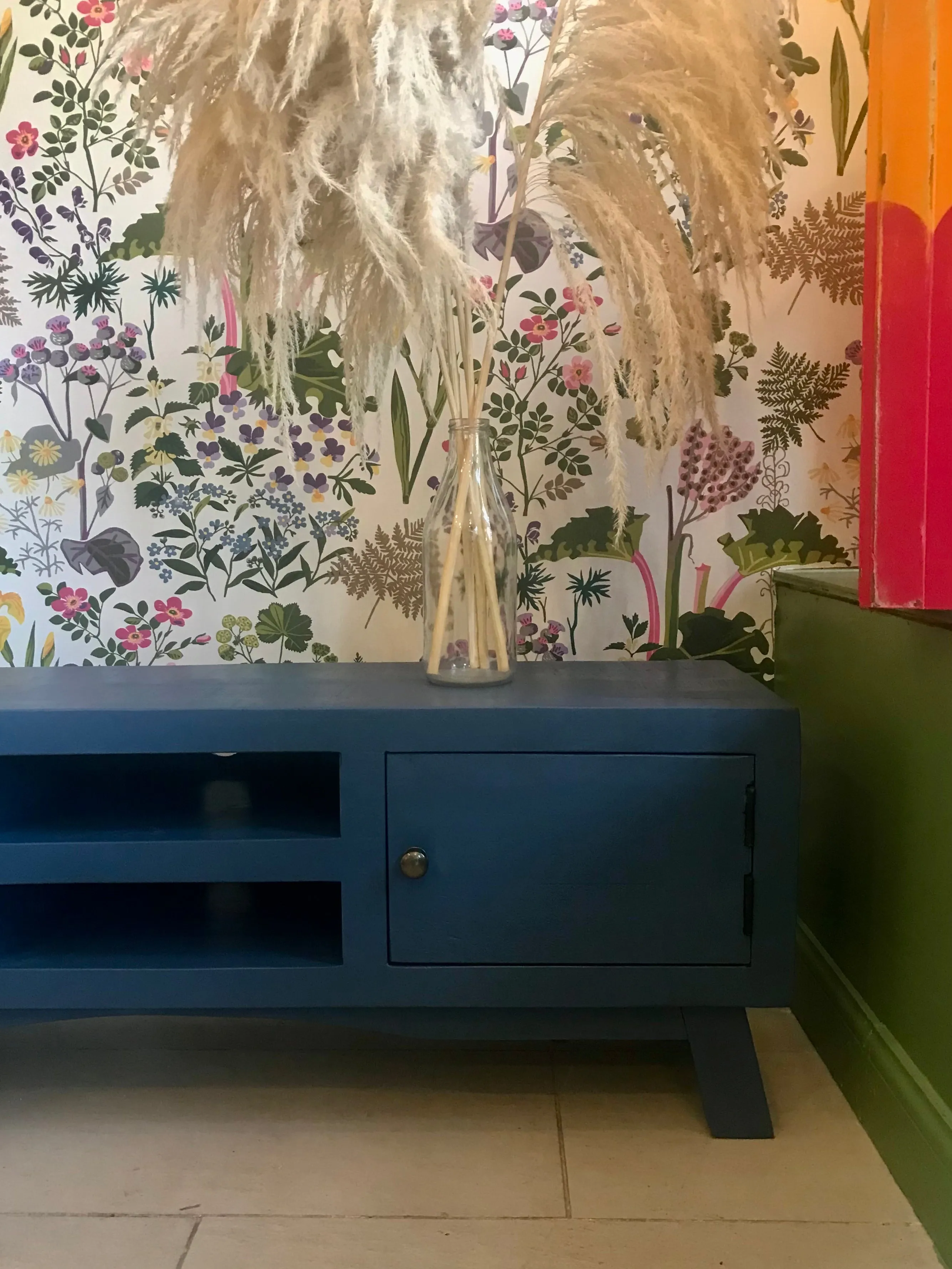 Commission for Margaret - painted mango wood TV unit
