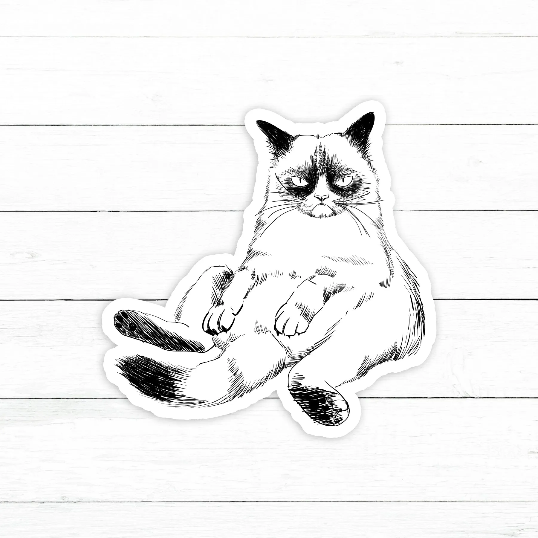 Grumpy Cat Sticker | Waterproof Vinyl Decal | 3in
