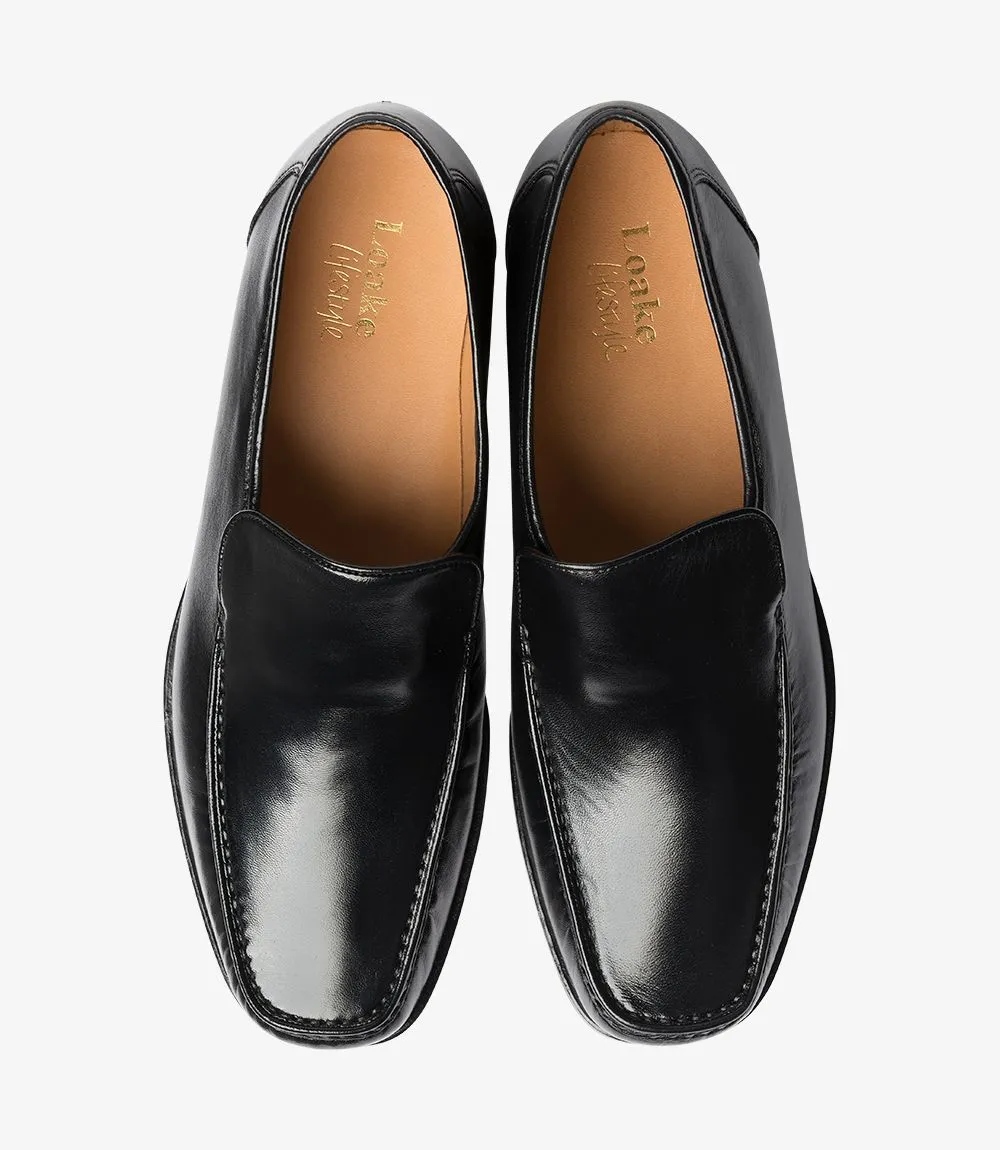 Loake Men's Siena Leather Moccasin Shoes Black Nappa