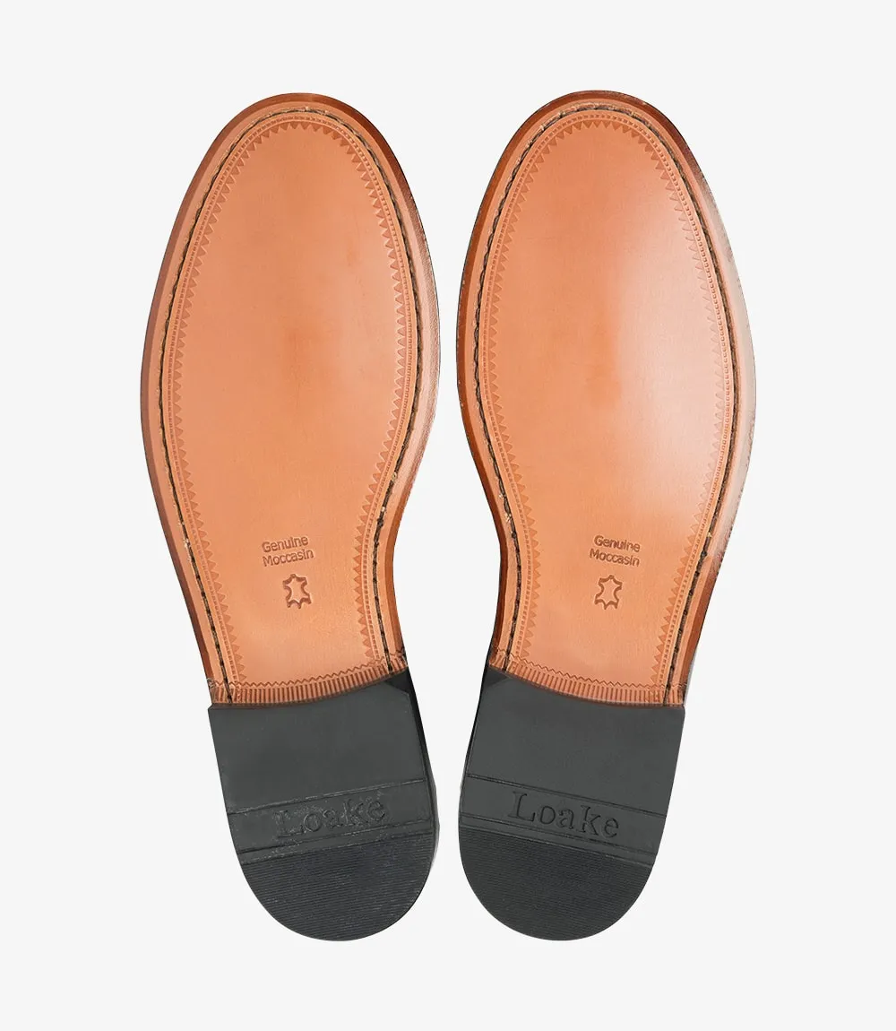 Loake Men's Siena Leather Moccasin Shoes Black Nappa