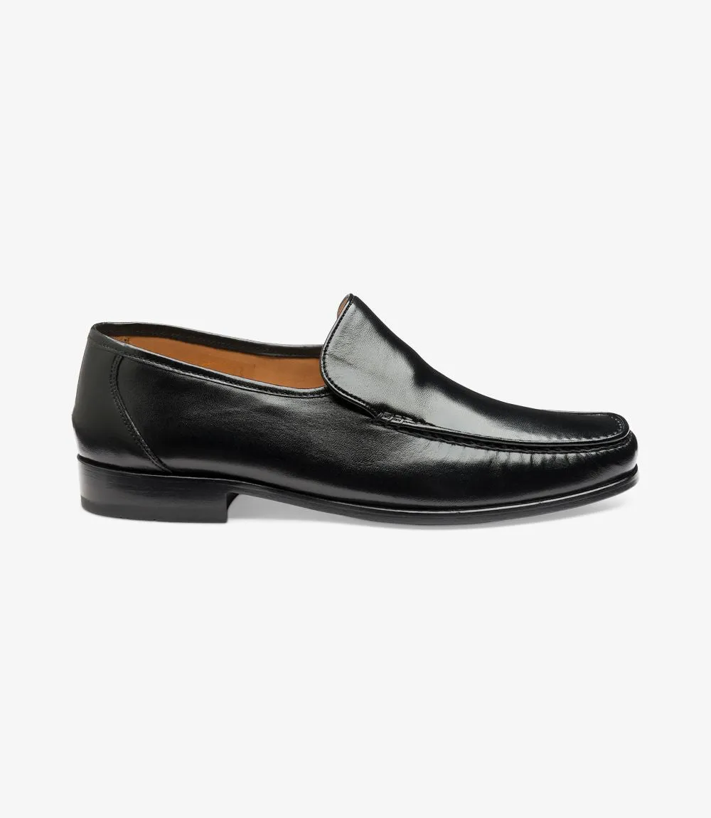 Loake Men's Siena Leather Moccasin Shoes Black Nappa