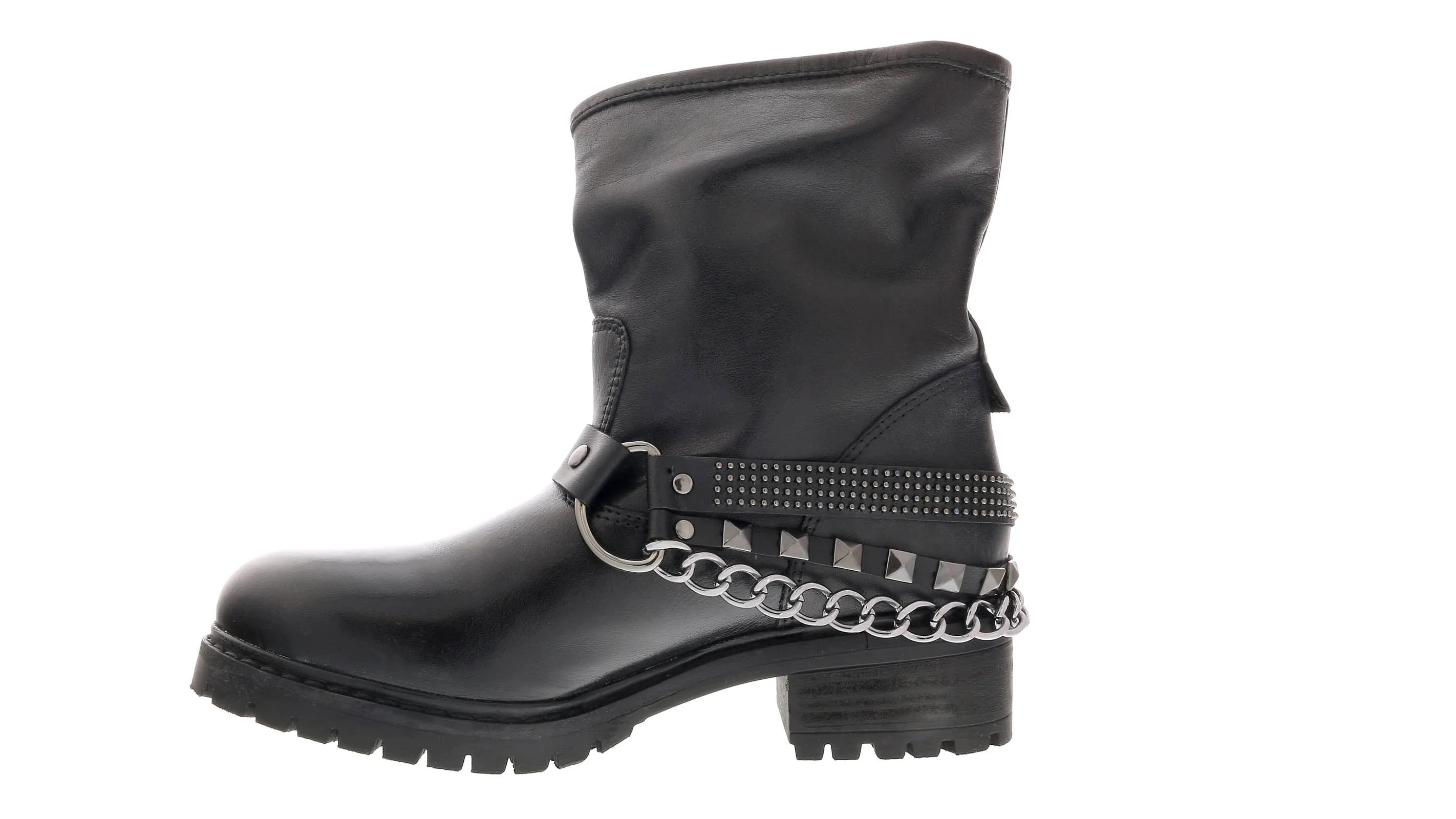 Love Moschino  Gold Tone Embellished Biker Boots-