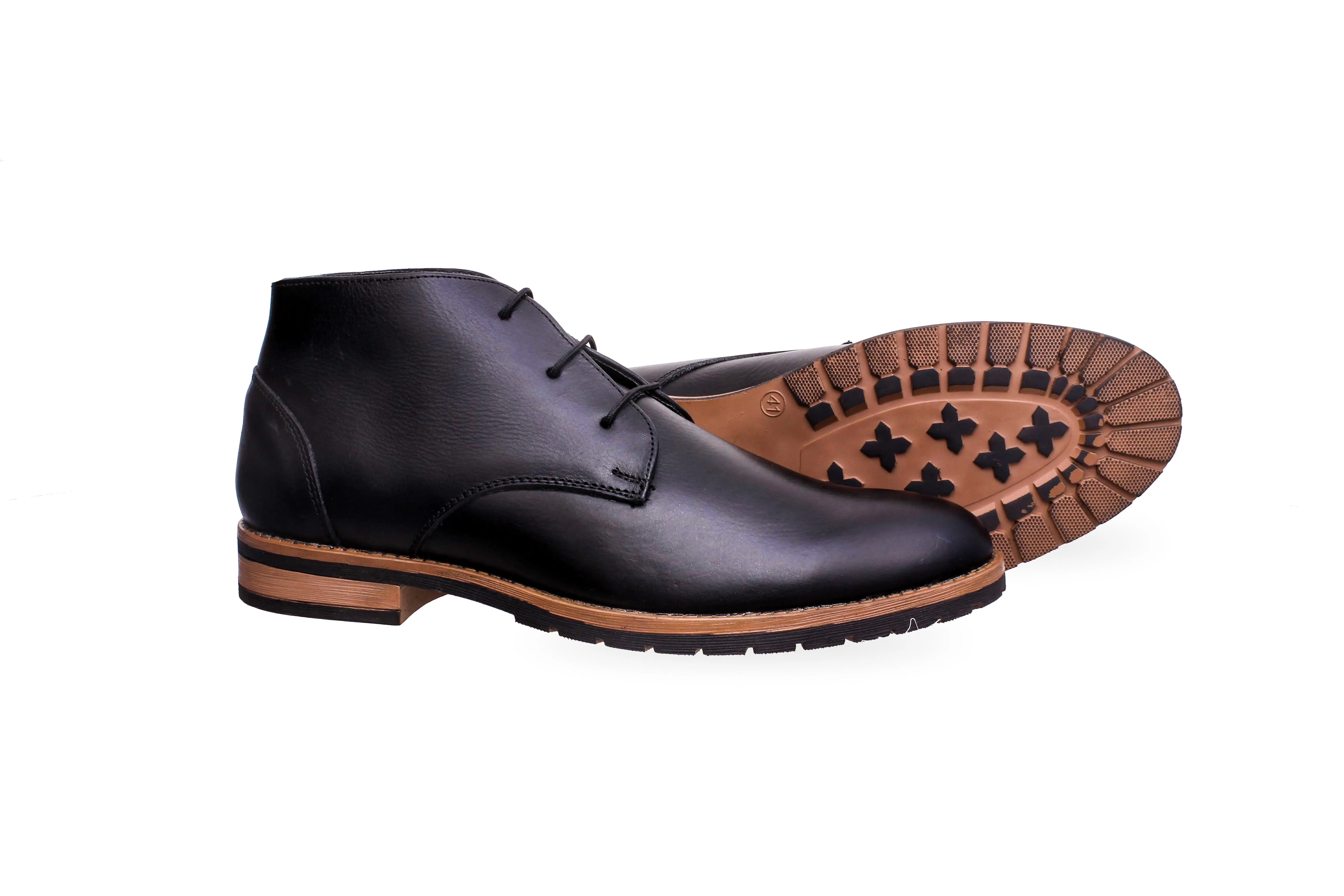 Men's Heavy Duty Chukka Shoe Black with 3 holes laces Designed by Cotton Cool