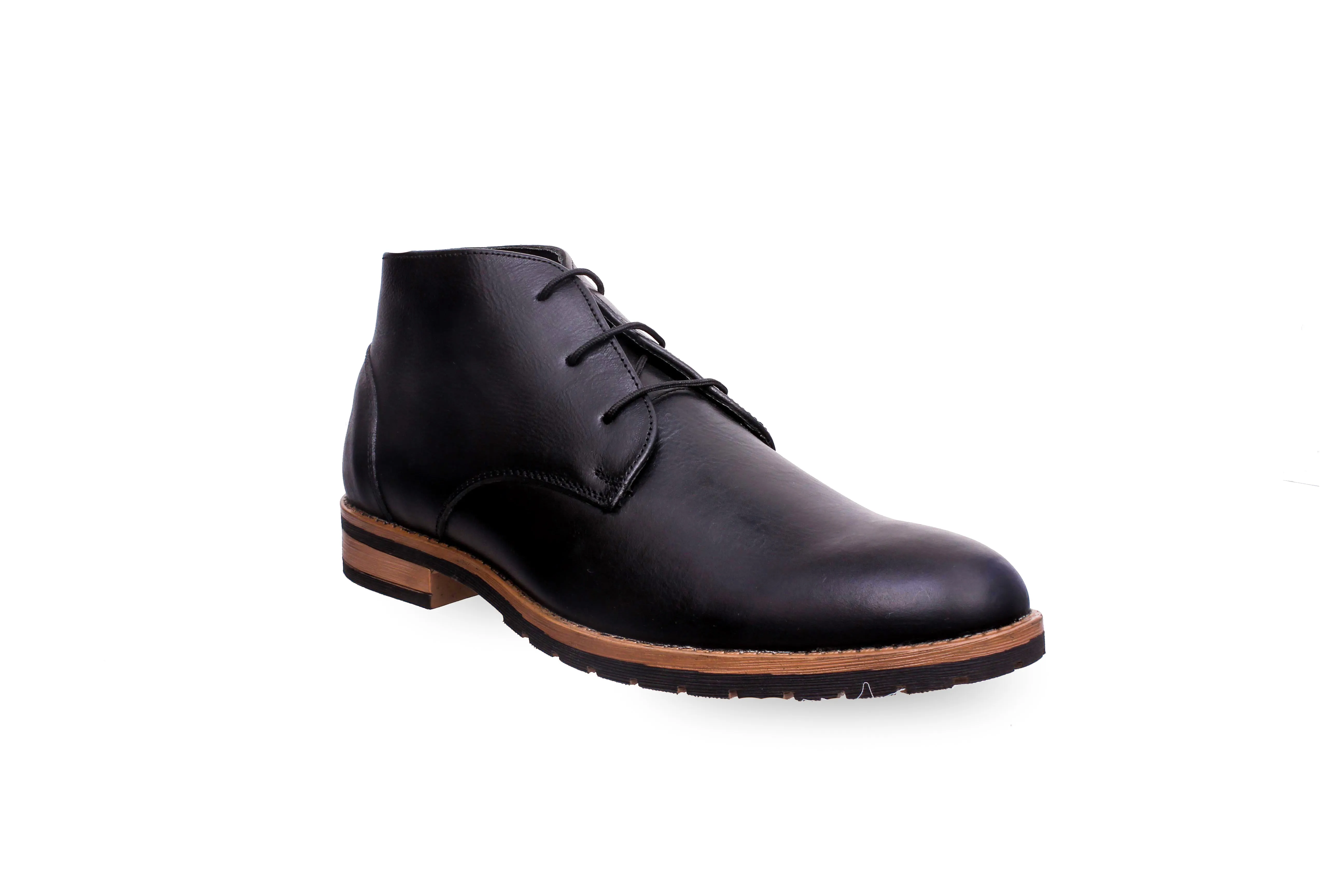 Men's Heavy Duty Chukka Shoe Black with 3 holes laces Designed by Cotton Cool