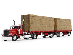 Peterbilt 389 Day Cab with Utility Dual 28.5' Flatbed Trailers