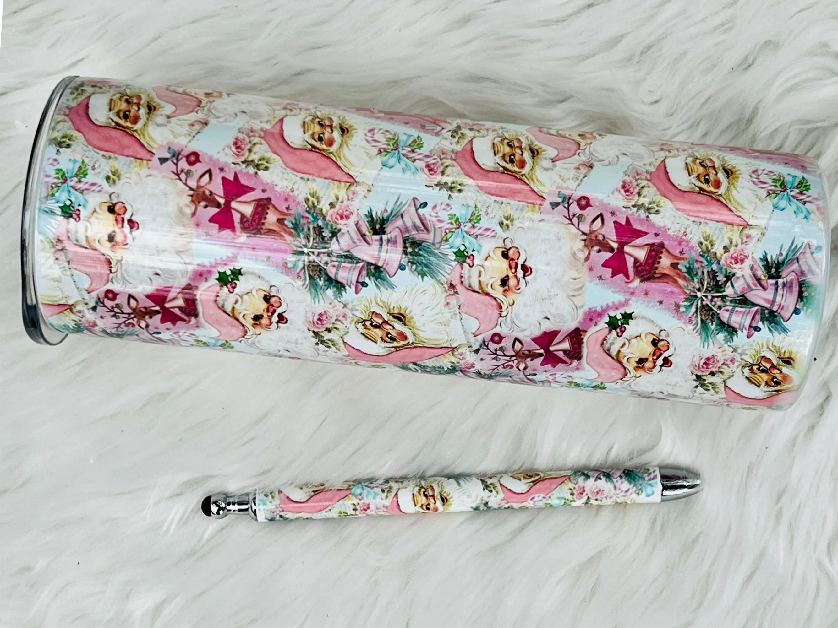 Pink Santa Stainless Steel Tumbler