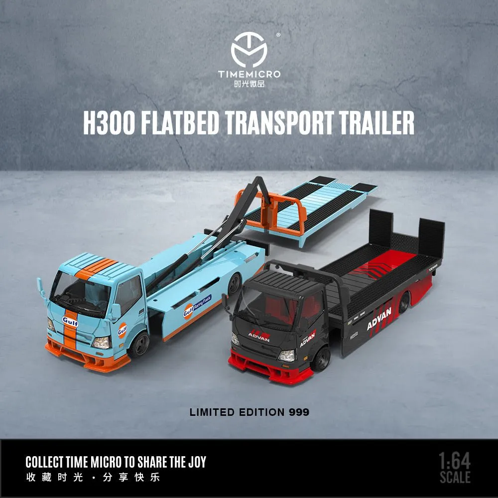 TimeMicro - 1:64 H300 FLATBED TRANSPORT TRAILER Diecast model car - Gulf Racing Fuels - TM647201