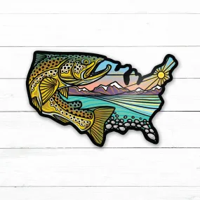 Trout Sticker USA | Waterproof Vinyl Decal | 3in