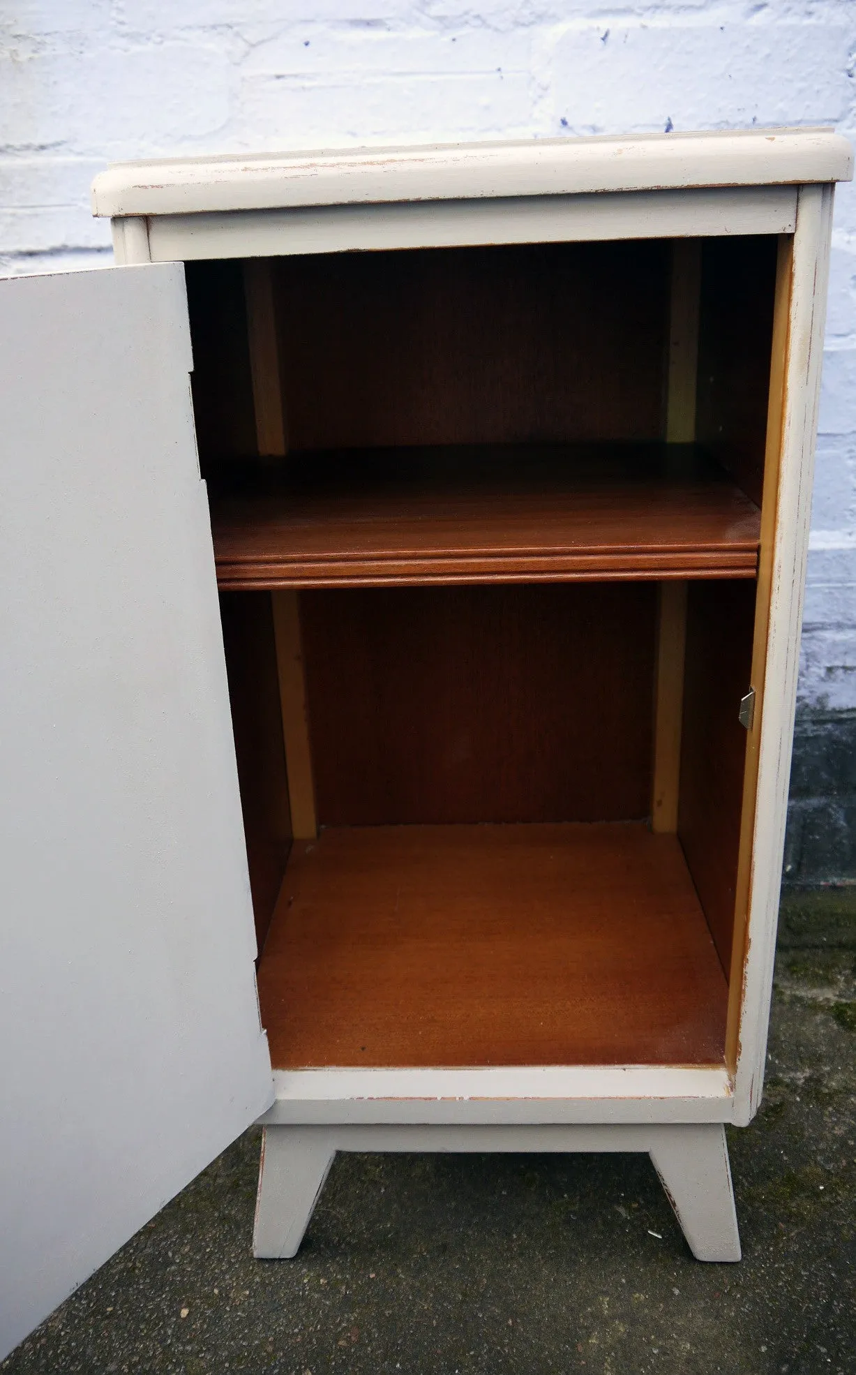 Vintage bedside cabinet hand painted in Miss Mustard Seed Milk Paint Schloss