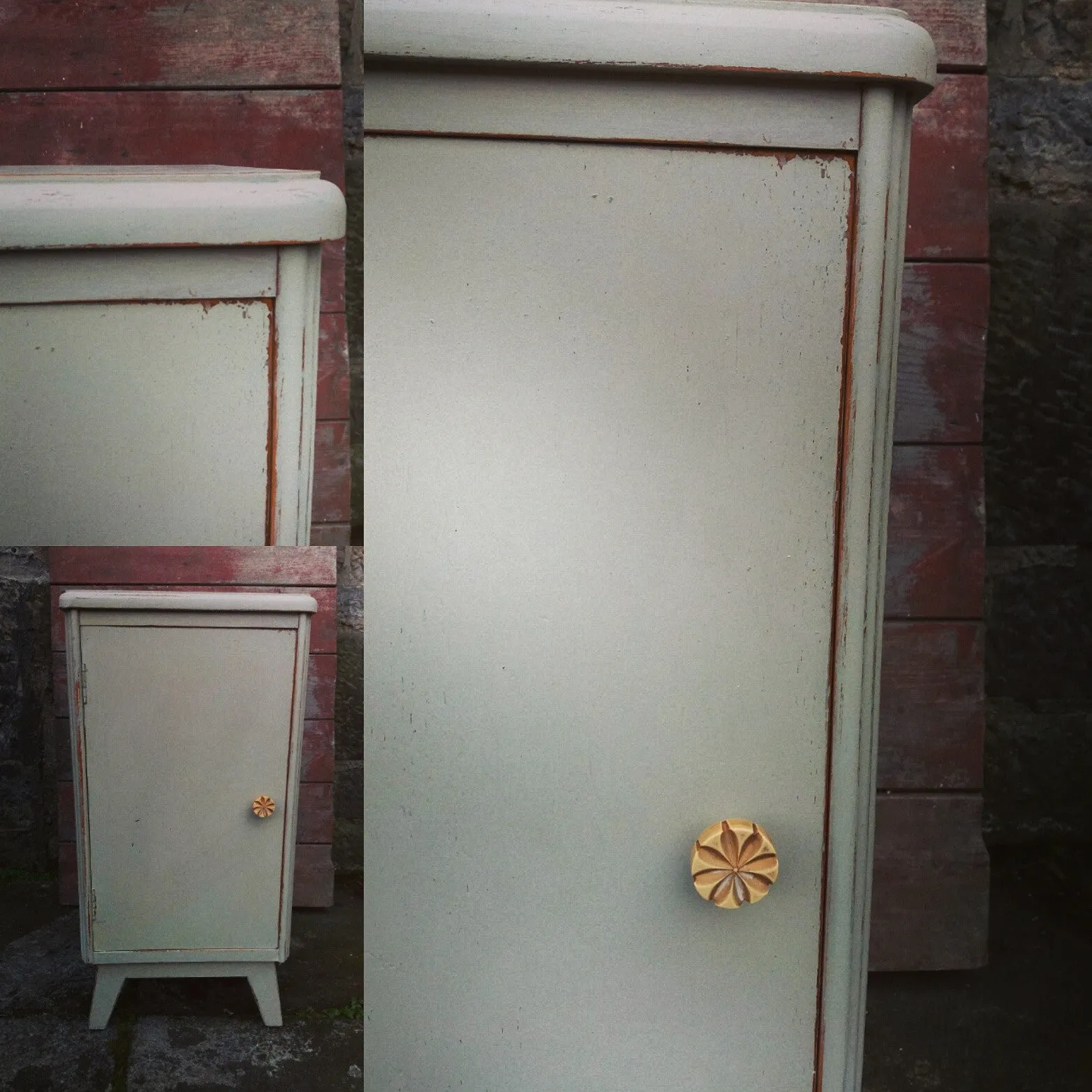 Vintage bedside cabinet hand painted in Miss Mustard Seed Milk Paint Schloss