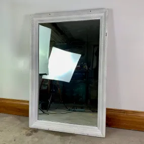 Wall Mirror, Wood Frame, White Crackle Paint with Gold
